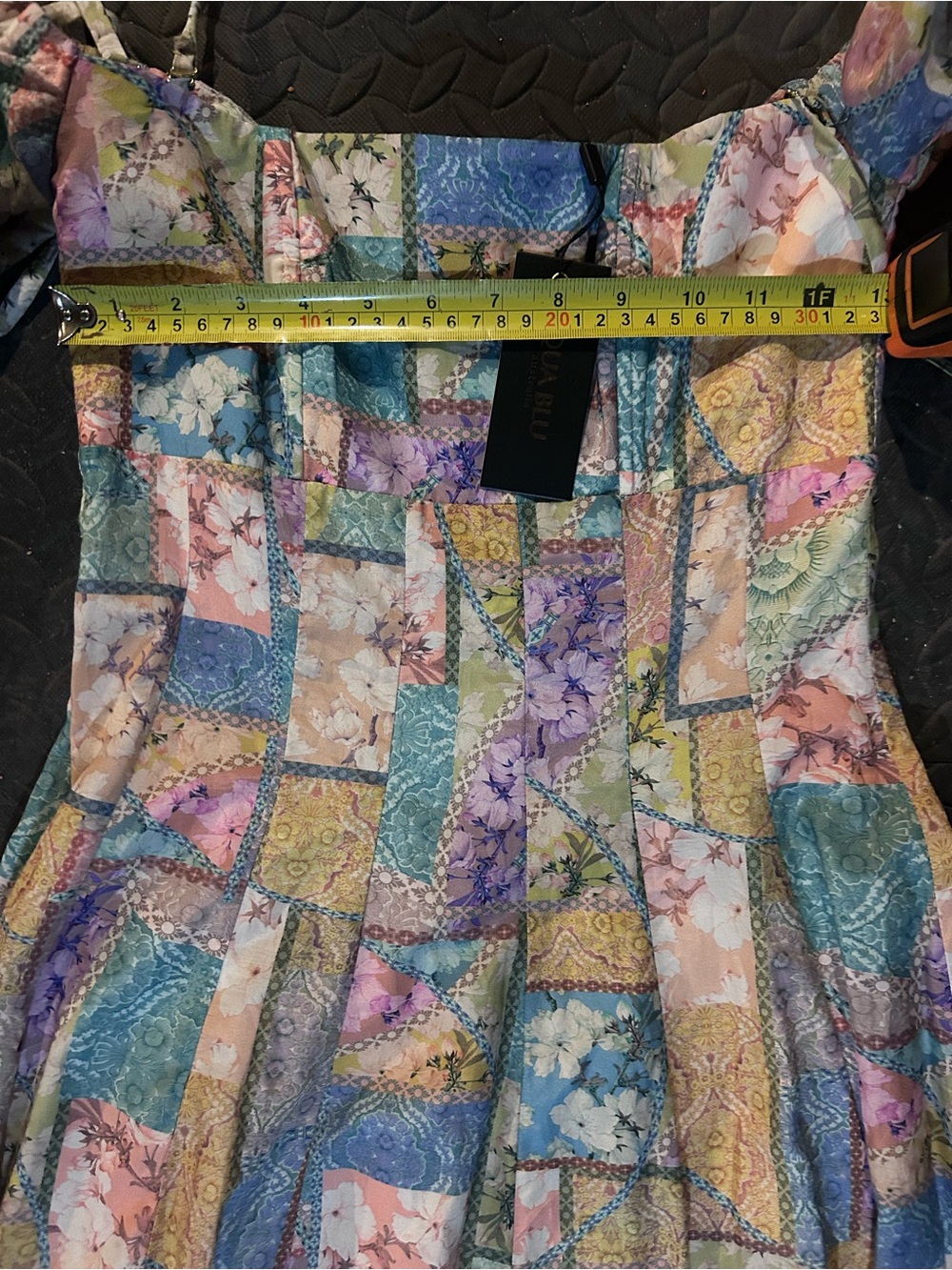 NWT!! Aqua Blu Multicolor patchwork Floral Dress - size small - Picture 9 of 10